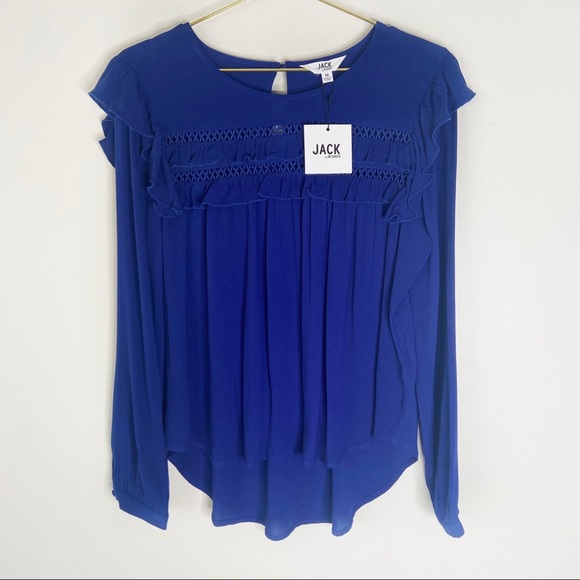 Jack by BB Dakota Revolve Blue Hi-Low Ruffle Top - Picture 4 of 9